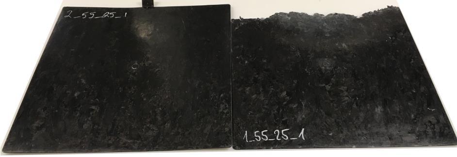 For each fiber content at specific mould coverage, two plaques were manufactured. These plaques showed a high level of flow consistency.