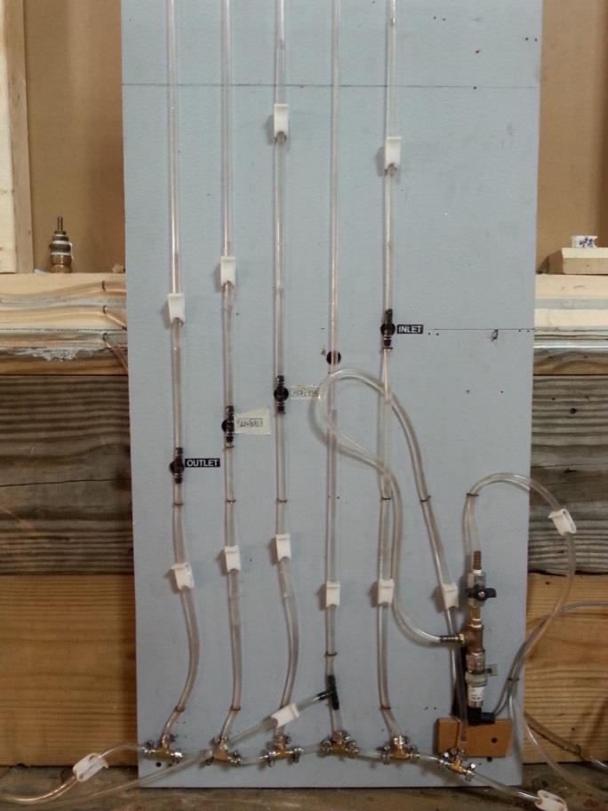 effluent weir measurements were averaged and recorded every 5 seconds during removal efficiency testing. A photograph of the pressure instrumentation is shown on Figure 11.