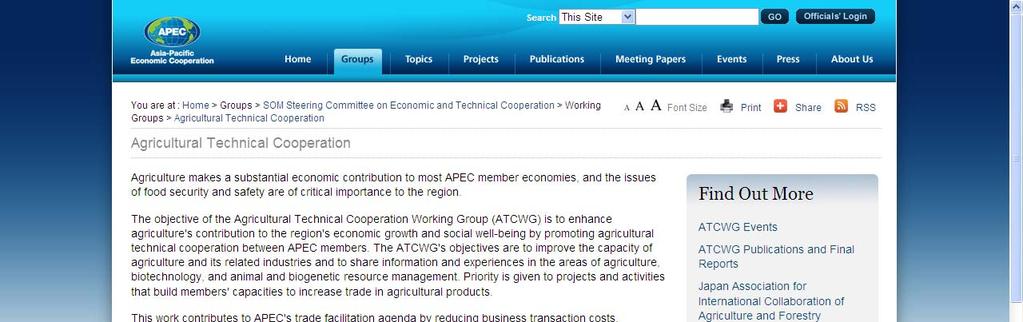 of web-site To be discussed with the APEC secretariat, the IP is expected to be linked from the APEC