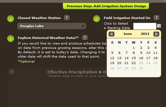 To begin the process the weather station which is entered earlier can be changed if desired. The weather stations are on the Farmwest network which has about 100 locations.