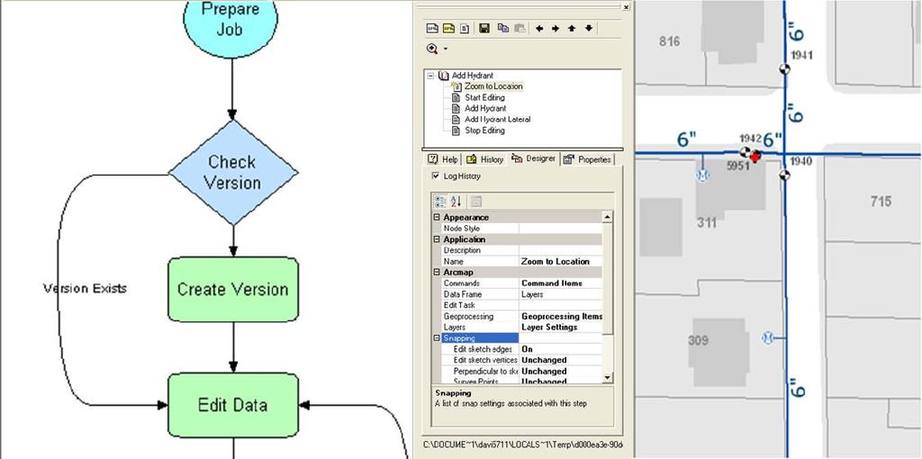 Use the workflow management component to establish production procedures and define processes within ArcMap.