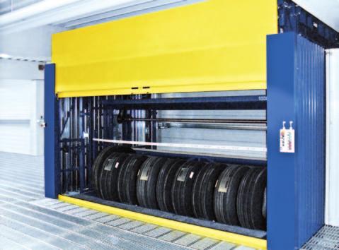 Space-saving storage solution for tyres The paternoster principle has proven especially useful for the storage of tyres.