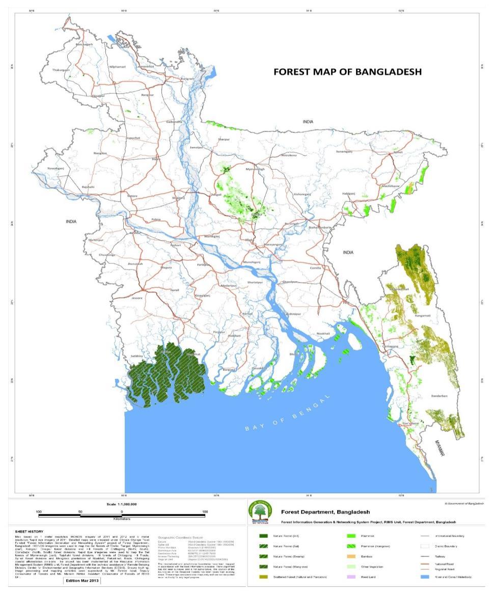 found in the southeastern parts, the Chakaria Sundarbans, has now virtually disappeared. This forest type occupies about 4.1% of the land area of Bangladesh.