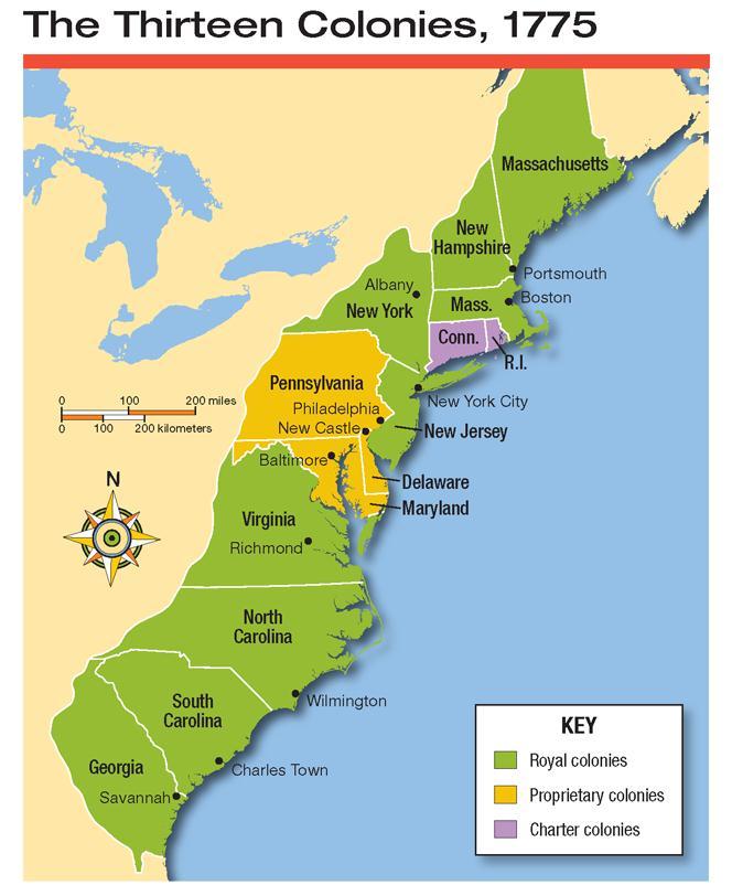 Three Types of Colonies Royal colonies were directly controlled by the king. Proprietary colonies were run by a proprietor chosen by the king.