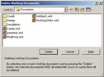 2-12 To configure Worktop 2.4 To delete Worktop documents Because a Worktop document actually consists of multiple files, deleting only the.