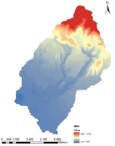 Figure 2: DEM of Ton watershed Watershed Figure 3: Land Use Land Cover Map of Ton Soil data This data collected form textural properties of soils covered in the watershed.