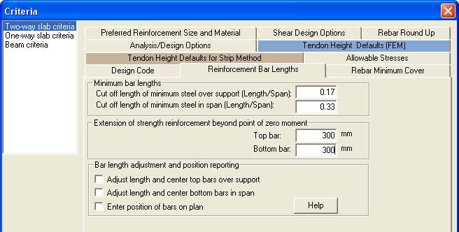 1.3.1.4 Specify Reinforcement Bar Lengths In Reinforcement Bar Lengths, the values given as default for minimum bar lengths are according to BS 8110. Keep the default values (as shown in Figure 1-11).