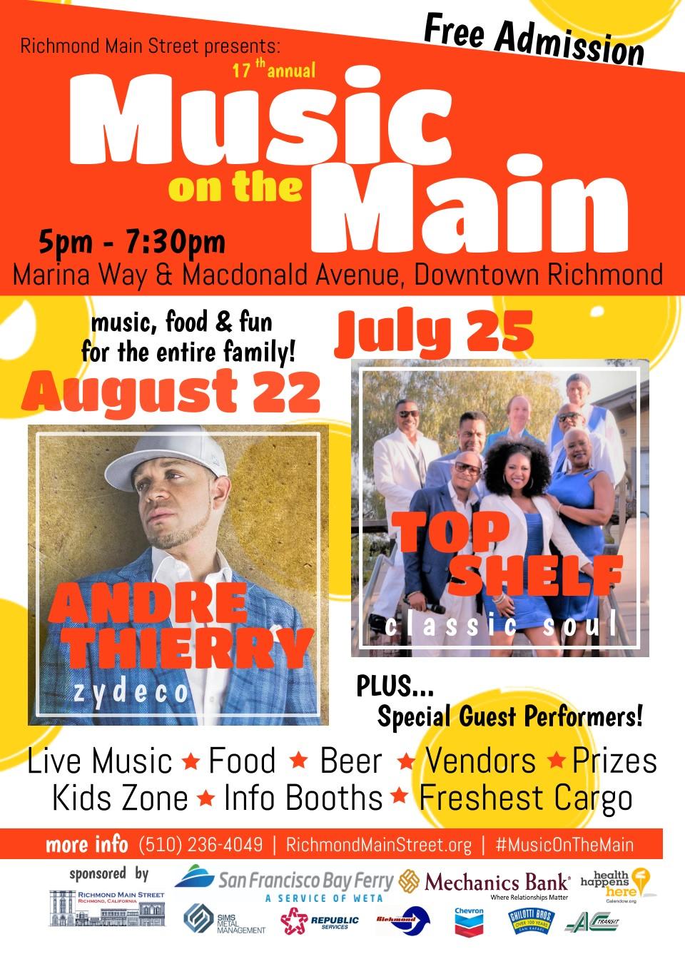 17th annual Music on the Main Summer Concerts INFORMATION PACKET FOOD VENDORS ABOUT MUSIC ON THE MAIN Music on the Main is an annual summer concert sponsed by Richmond Main Street Initiative (RMSI),