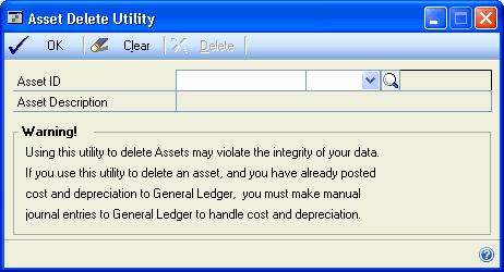 PART 5 UTILITIES AND DETAIL FILE ACTIVITY To reconcile asset information: 1. Open the Fixed Assets Reconcile window. (Microsoft Dynamics GP menu >> Tools >> Utilities >> Fixed Assets >> Reconcile) 2.