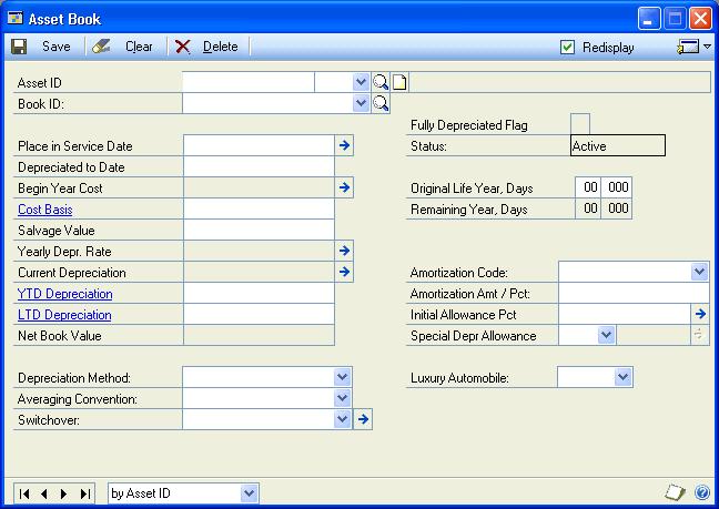 CHAPTER 4 FIXED ASSET MANAGEMENT CARDS The account group ID in the asset account record is displayed only before the asset account record is saved.
