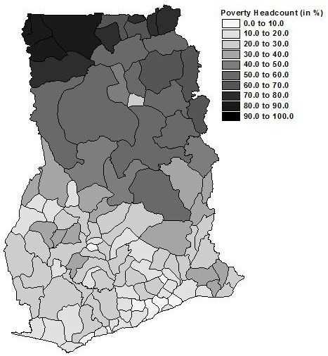 Geography of impacts: Ghana example Figure 1: Ghana Poverty