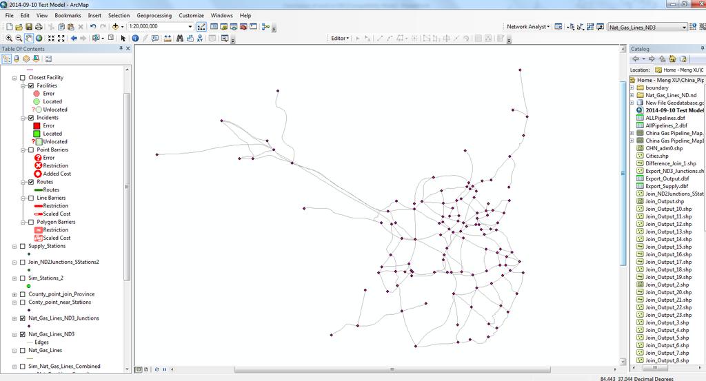 17 To Get the pipeline connectivity δ ijk Compute ArcGIS Network the shortest Analyst route