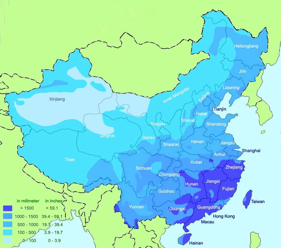 Jianghan Others: Less Prospective Basins Source: EIA Water precipitation map