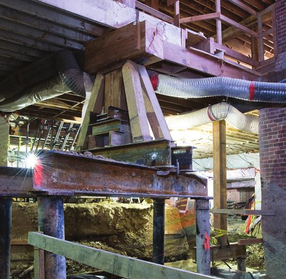Underpinning Directly supports vertical loads from adjacent structures and provides earth retention during excavation.