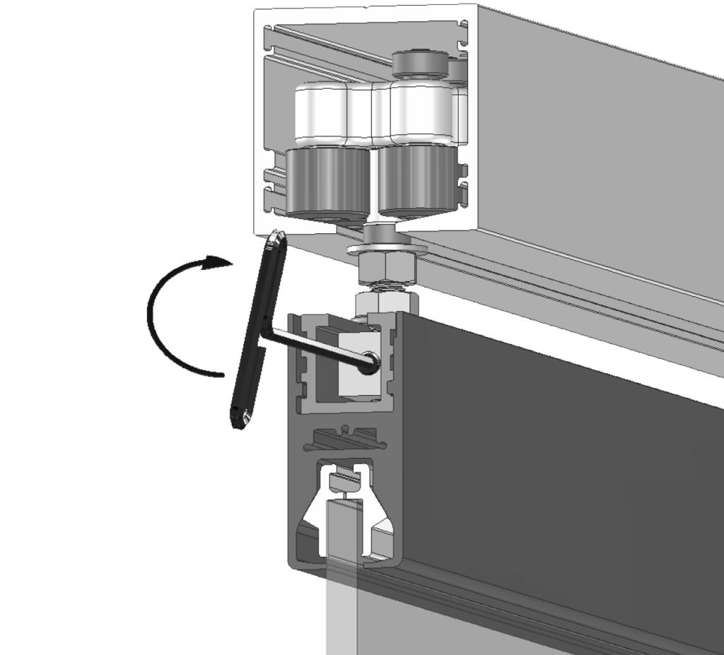 Do this for both Roller Assemblies, while at the same time, checking the vertical edge gaps to produce a consistent 1/8" (3.2 mm) vertical gap from top to bottom.