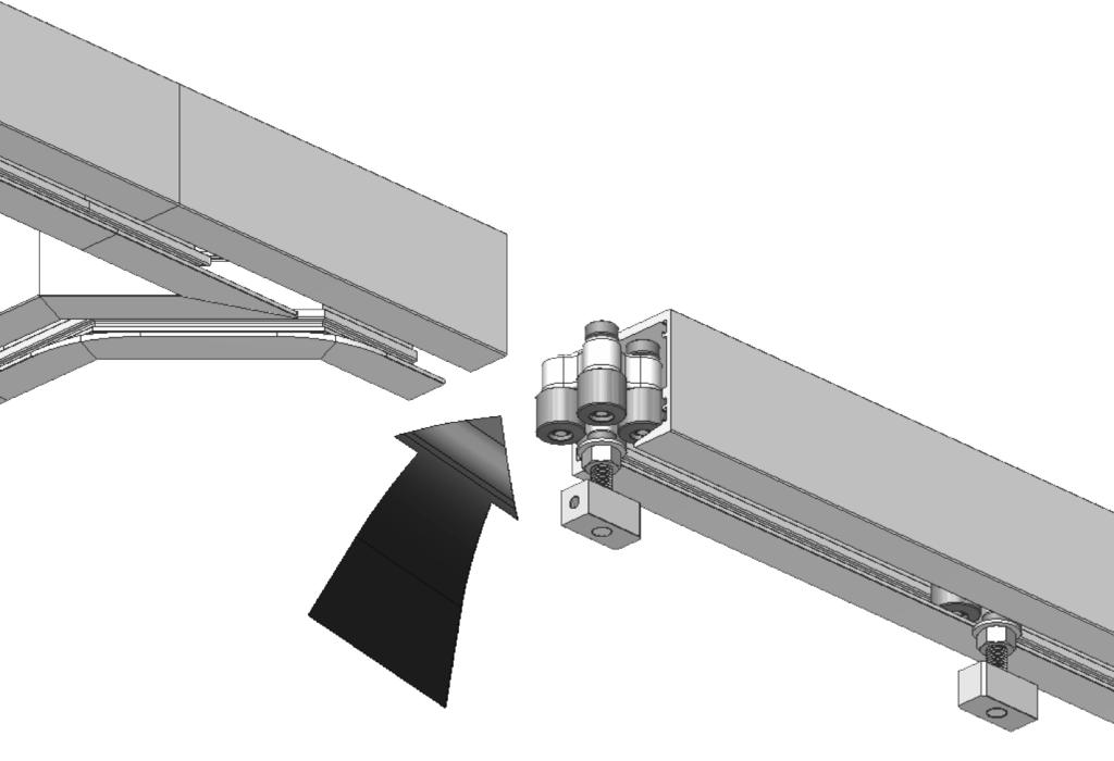 ELEVATION OF TOP RAILS-FROM OUTSIDE Refer to the CPP for proper orientation of the Tracking Rollers of each Intelli-Track Roller Assembly before installing.