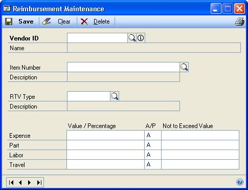 CHAPTER 2 SETUP IN RETURNS MANAGEMENT Set up reimbursements Reimbursement values are the amounts or percentages the vendor has agreed to reimburse your company for charges you might have incurred for