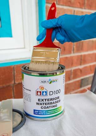 4. Application: The recommended manual application method of D100 onto Window Frames is with the brush which is supplied in the kit (a foam brush, sponge, or roller could work too).