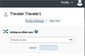 1. To select a traveler, access Concur and click Profile in the top right-hand corner: Concur User s Guide 2. Click in the Acting as other user field.