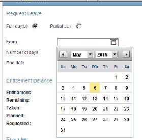 Once you have selected to book a Full day(s) or Partial day, click into the From section which