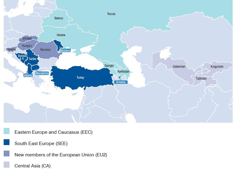 4+1 subregions of the Europe and Central Asia region have been set up Status of Implementation of