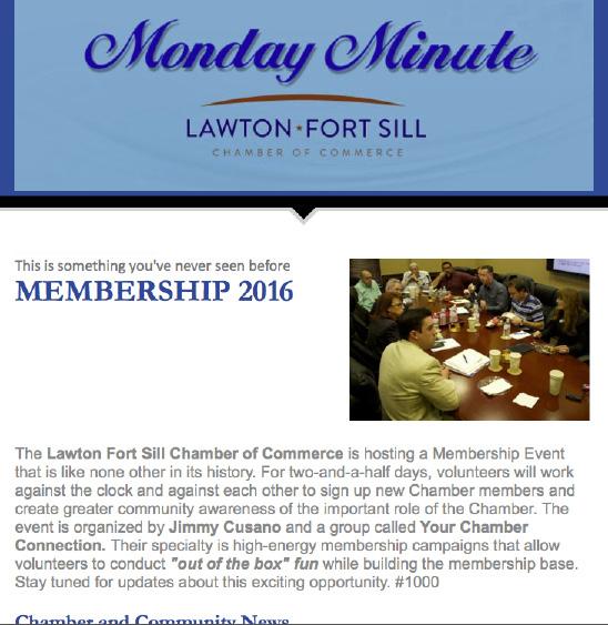 The Monday Minute Profile For the latest, up-to-date information concerning Chamber activities, the