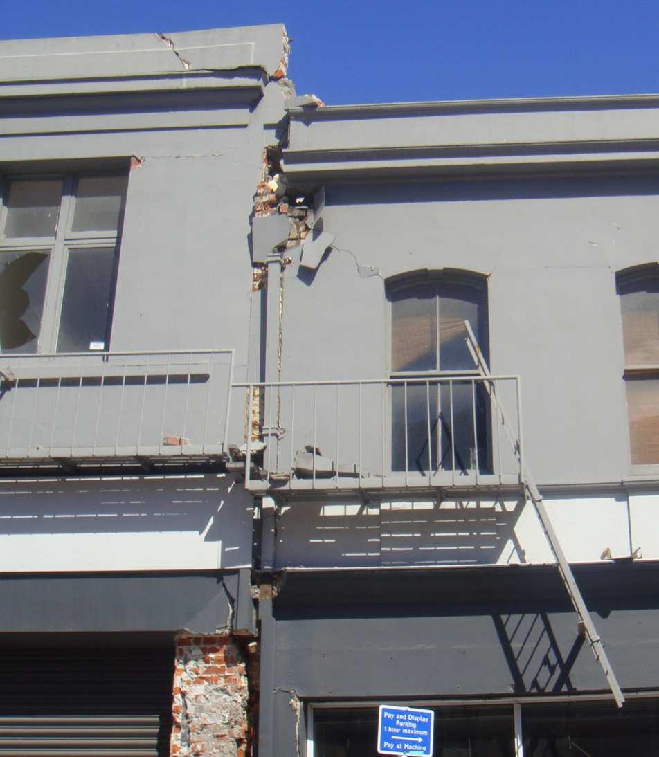 Figure 6: Pounding-induced damage of buildings in Christchurch CBD 3 How is the minimum earthquake shaking level for building designs set?