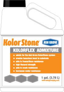 kolorflex admixture 1. Product Name Kolorstone Kolorflex Admixture Product Number: 455 2. Manufacturer ASH GROVE PACKAGING GROUP 10809 Executive Center Drive, Ste.