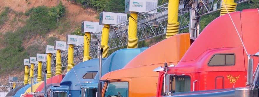 A win win example truck stop electrification Diesel trucks idle at overnight stops.