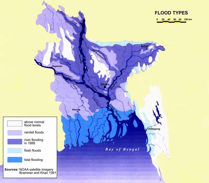 Floods differ in location timing intensity duration Floods are of four