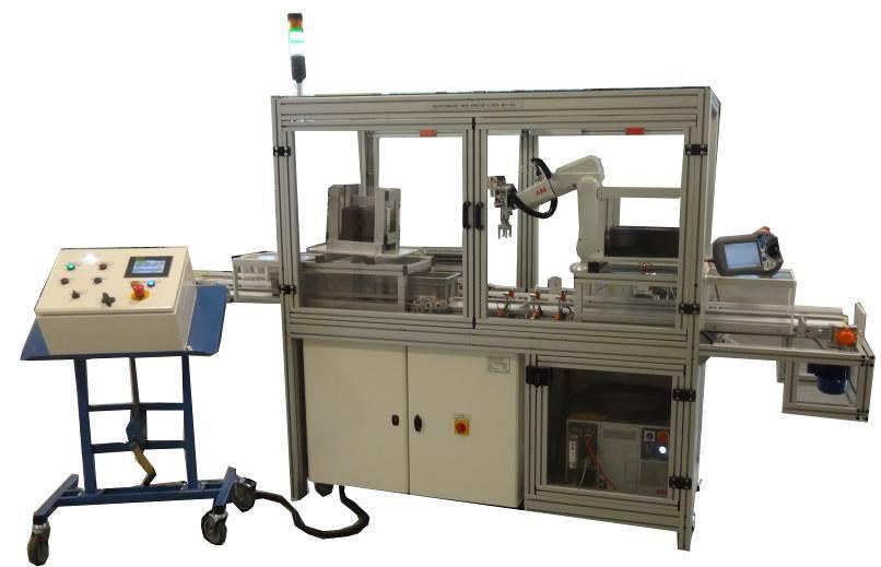 PACKAGING MACHINE WITH 6 AXES ROBOTIC ARM Experimental capabilities - Production line management: format change following production sheets & process, mechanical adjustments, tooling changes
