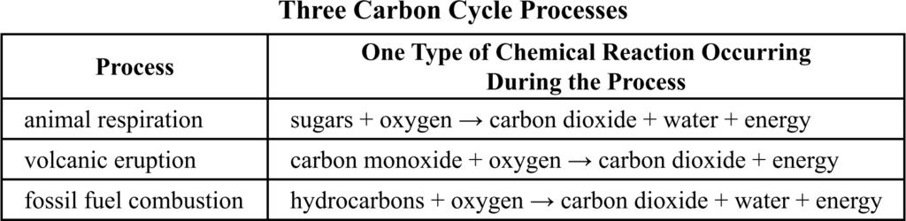 17. The table below shows three carbon cycle processes. 19. arbon in the atmosphere is most often found as which of the following compounds?. stratospheric ozone. fossil fuel. carbon monoxide.