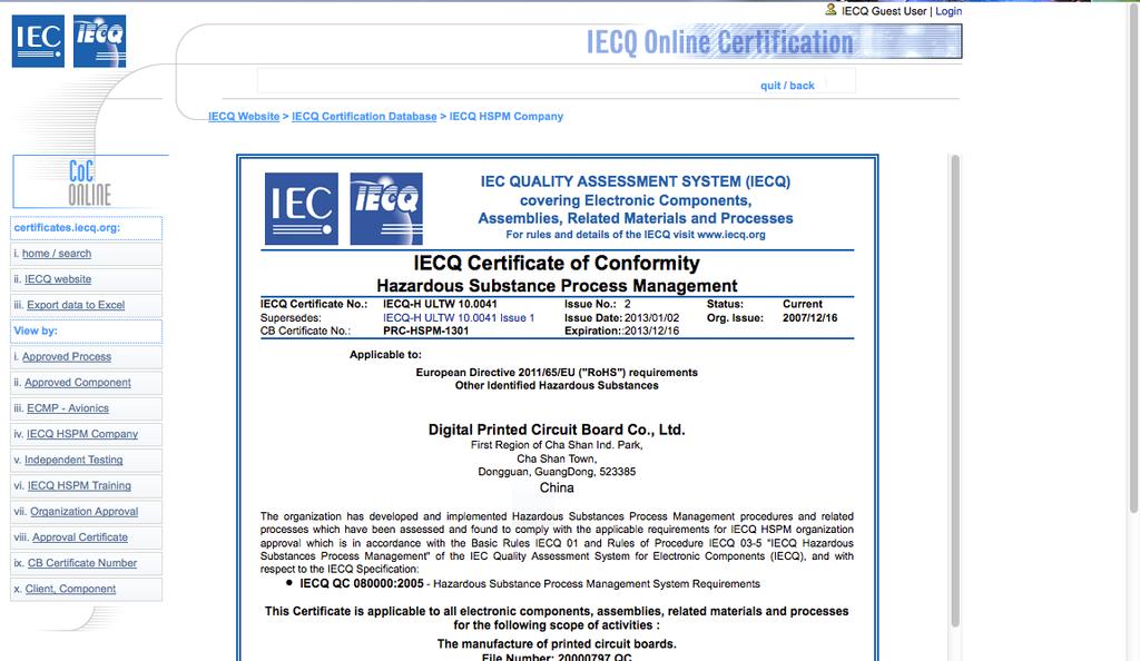 On-Line Certificates if