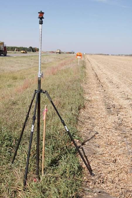 Field Surveying and Set-up Requirements for Stringless Paving Establish Control Network: Control points established from field surveying. 2 person crew.