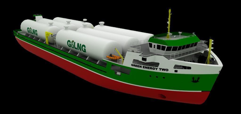3,600m 3 LNG Vessel (1,539 Tonnes 79,722 MMBTU 76 MMSCF) Cargo tanks: maximum LNG delivery by Scalable, Vacuum Insulated, Pressurized C-tanks (no