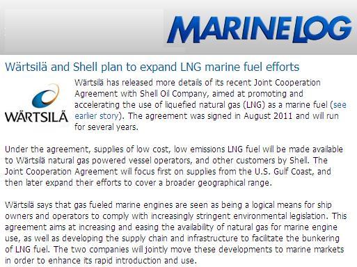Step Change: Shell Wartsila Co-operation News 8 September Shell brings sustainability to LNG