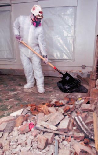 Figure 2.3 Asbestos Asbestos forms in long, thin fibers. The worker is removing debris from a structure that was built with asbestos. Radon Gas Radon is a colorless, tasteless, odorless gas.