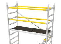 If 1,8 m is your final height skip to step 19. If you want to build higher continue with the next step. 12 Attach 2 additional 2-meter frames. 13 Attach a diagonal brace (metal coloured).