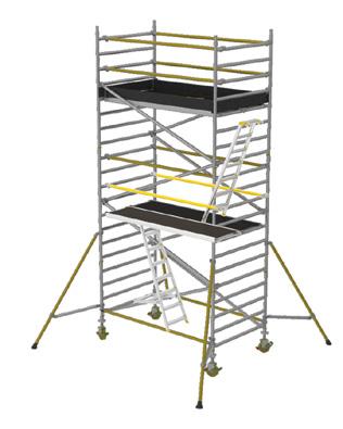 (A special base-ladder is required since ladders according to EN 1004 are not allowed to rest on the ground).