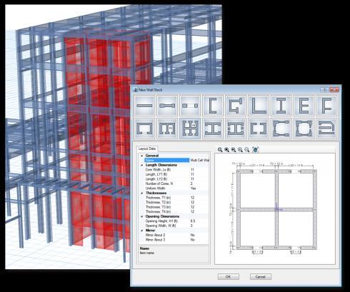 Building Components: Shear Walls and Wall Stacks Customizable wall configuration templates help you define your wall section properties with