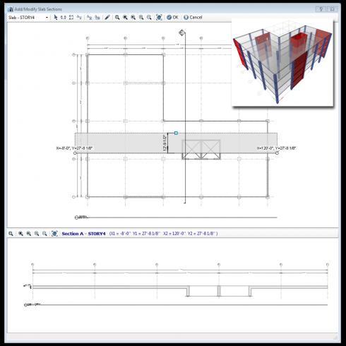 Detailing: Detailed Section Cuts Cuts through slabs, beams, and mats User-defined orientation