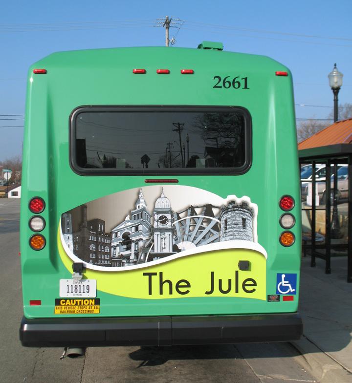 The Jule s exterior bus advertising program provides extensive coverage throughout the entire city, offering exposure to commuters, drivers, and pedestrians.