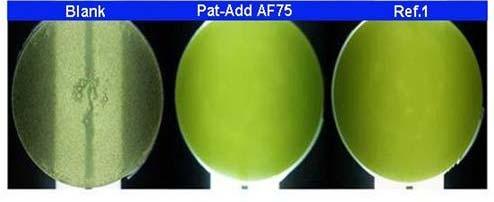 Pat Add AF 75 Performance in Iso UPR against Reference 1 Blank Pat Add AF 75 Reference 1 Appearance after curing (from