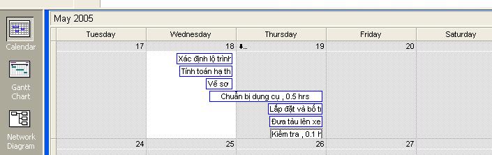 4.3. Sơ đồ lịch (Calendar) Cửa sổ Calendar Hình 4.9 4.4. Các biểu đồ tài nguyên Cửa sổ Resource Graphs cho phép quan sát biểu đồ tài nguyên theo các tiêu chí lựa chọn khác nhau.