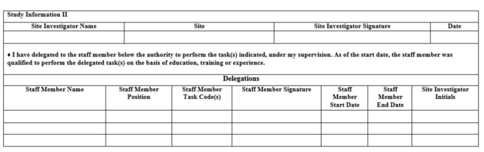 DOT FORM, continued Form Content: Section II: To be completed by PO PI and study staff
