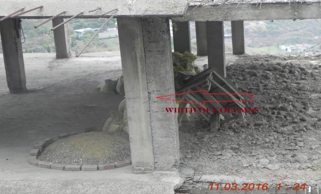 Fig 3: Structural defects due to improper width of columns Floating columns Floating column is considered as that column which is hanging on the structure and transferring its load to the ground