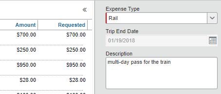 Entering Rail Expenses Step 1: Select the