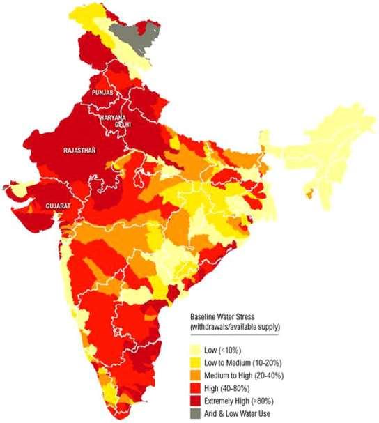 Water Stress in India Per Capita Water Year Population Availability (Millions) (m3/year) 1951 361 1955 395 1991
