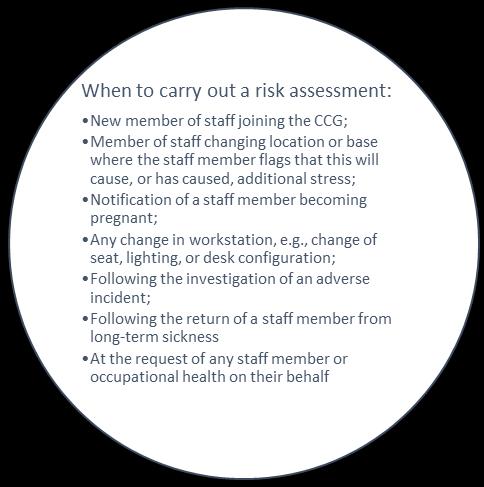 5.1 Stress management risk assessments A robust system of risk assessment is the cornerstone of the CCG s system for managing stress.