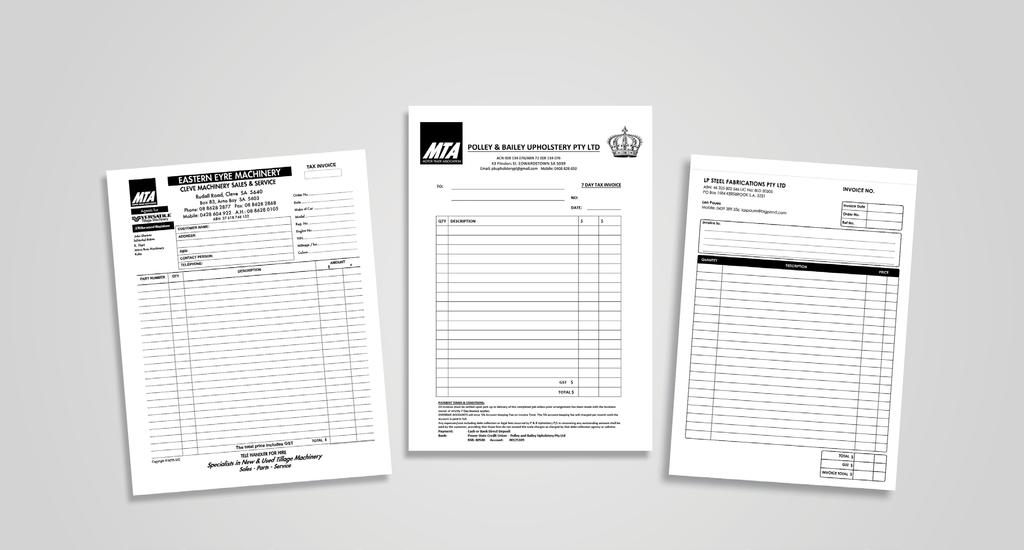 MISCELLANEOUS MTA MEMBERS RECEIVE 20% OFF CARBONLESS BOOKS A4 & A5 These can be individualy numbered, perforated with